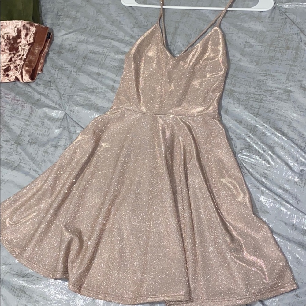 Champagne sparkly dress, skater style, pockets